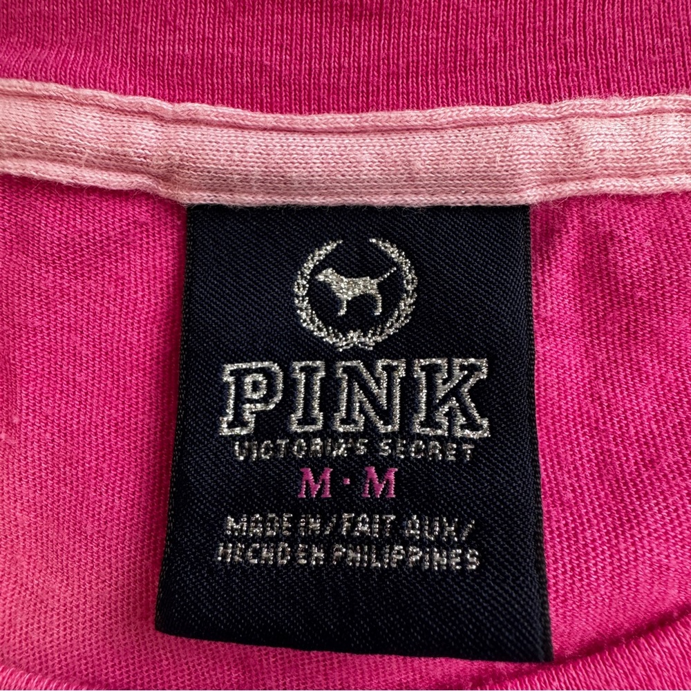 Y2K Victorias Secret PINK Cap Sleeve T-Shirt Size M Dark Pink Hope Love 2009. - Picture 12 of 12
